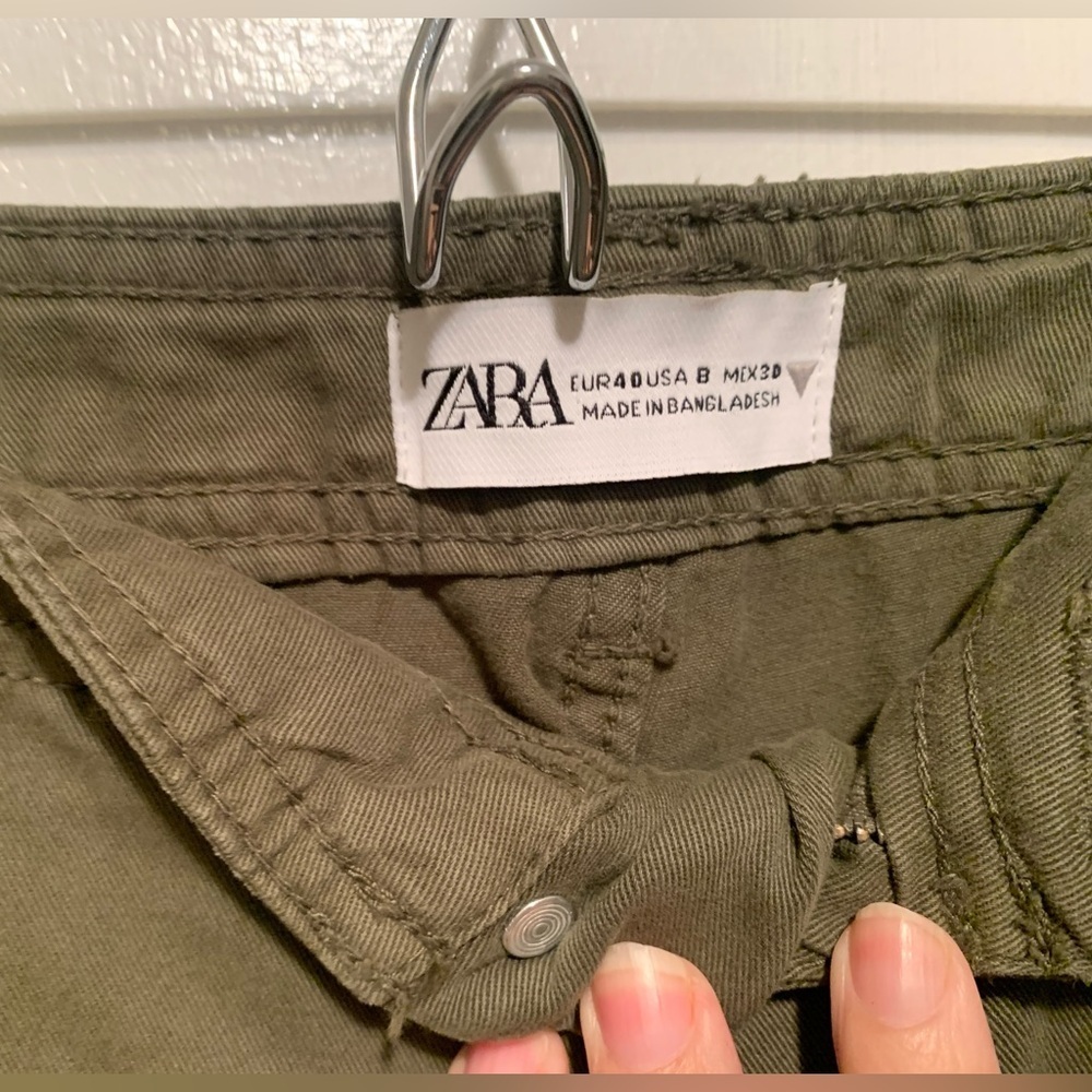 Zara High Rise Wide Leg Army Green Cargo Pants 8 - Picture 3 of 13